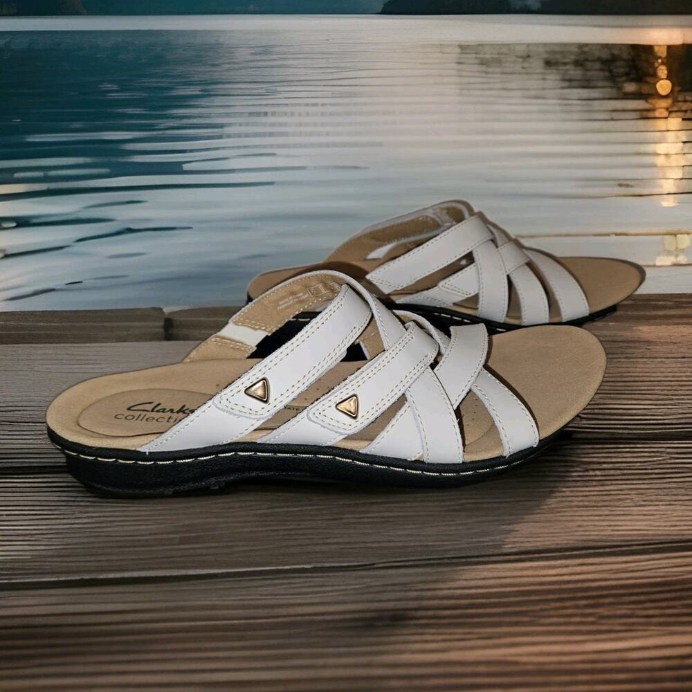 New! Clarks Women’s Size 11 Laurieann Bali White Leather Sandals $85
